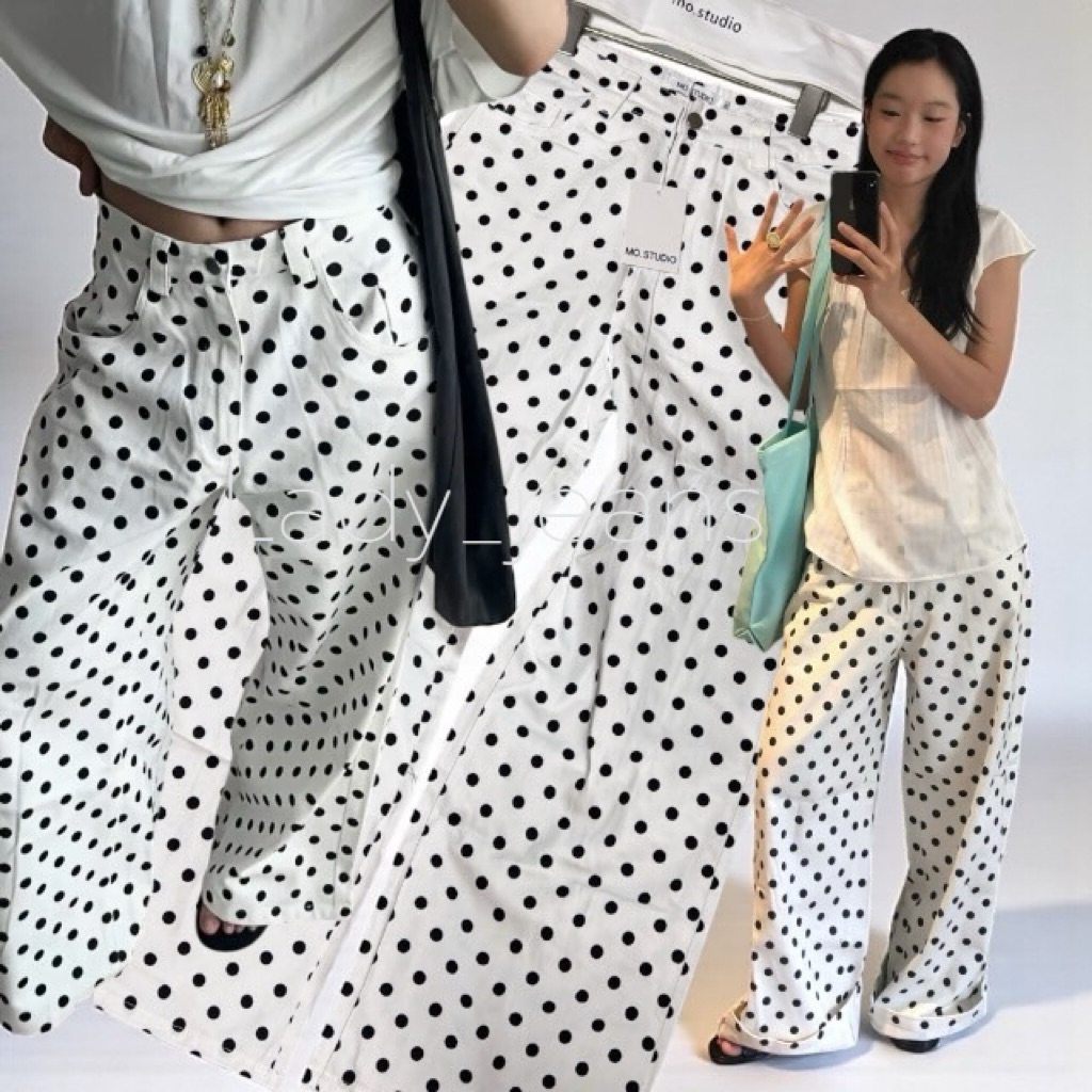 Lady_jeans(Mo)กางเกงยีนส์ขายาว ลาย polka dot  งานนำเข้า มี 3 ไซร์