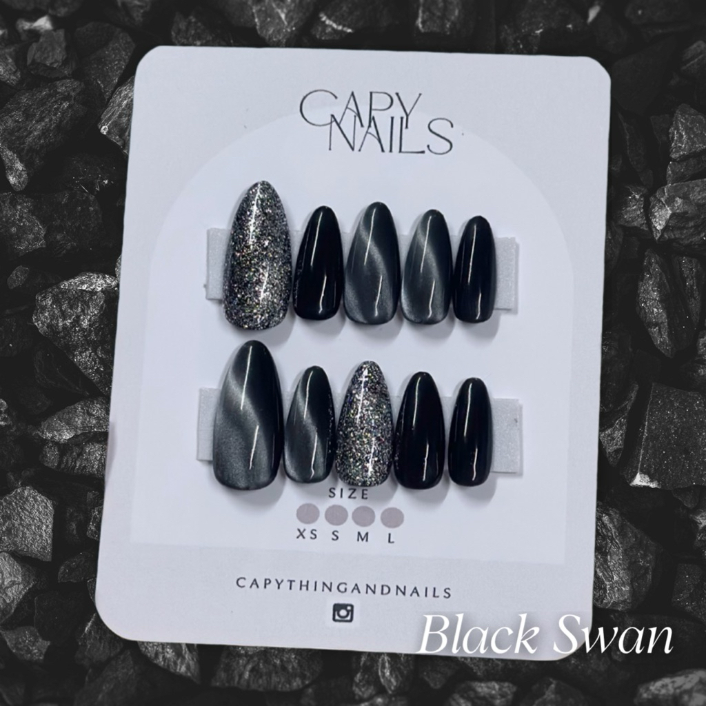 🇹🇭Black Swan🦢เล็บปลอมสีเจลแท้ 100% ดำเงางามดึงดูดสายตา