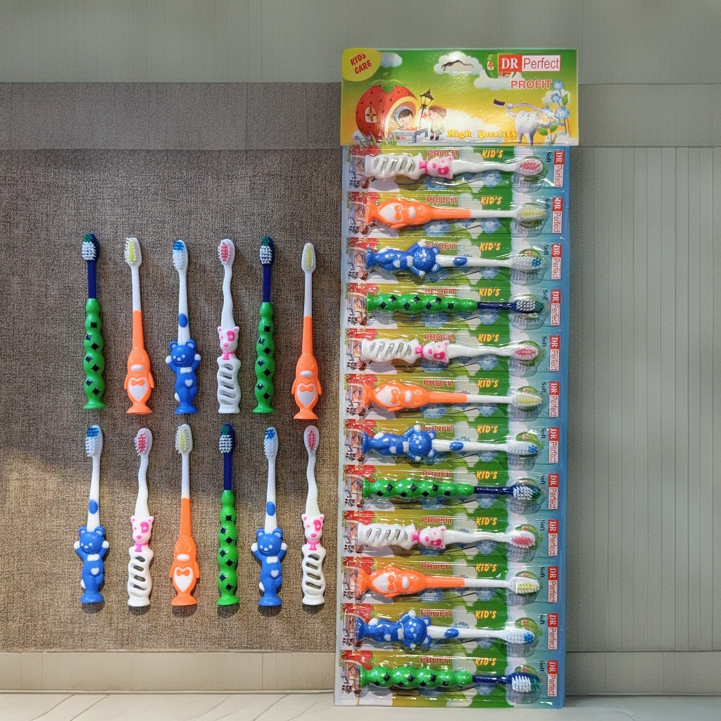 แปรงสีฟันเด็ก 12 ด้าม แปรงสีฟันลายการ์ตูน สำหรับเด็กอายุ 3-12 ปี แปรงสีฟันขนนุ่ม
