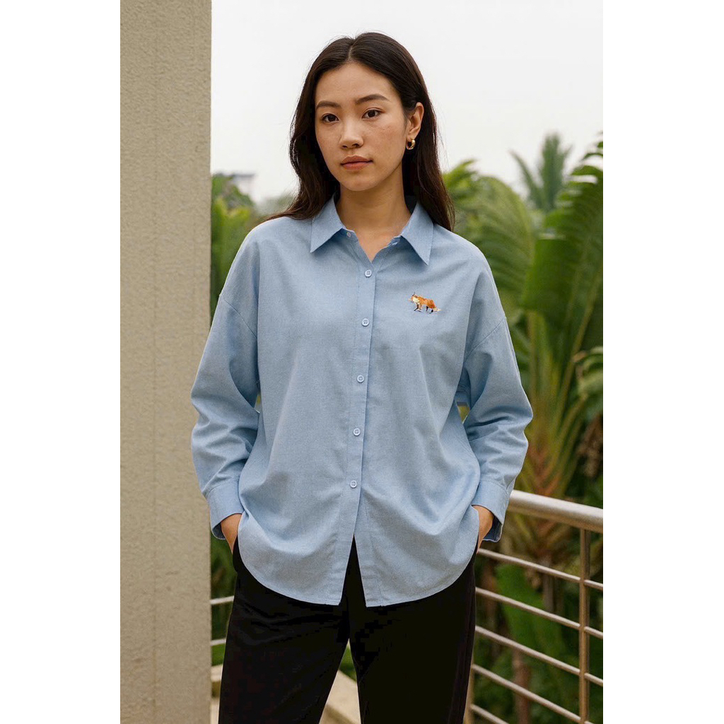 MAISON KITSUNE เสื้อเชิ้ตแขนยาว ทรง Oversize