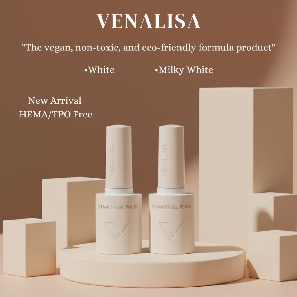 Venalisa (HEMA-TPO Free) สีเจล สีขาวน้ำนม สีขาว  เนื้อแน่น ทาง่าย ขนแปรงรุ่นใหม่ ทา เพ้นท์ เฟร้น ได้