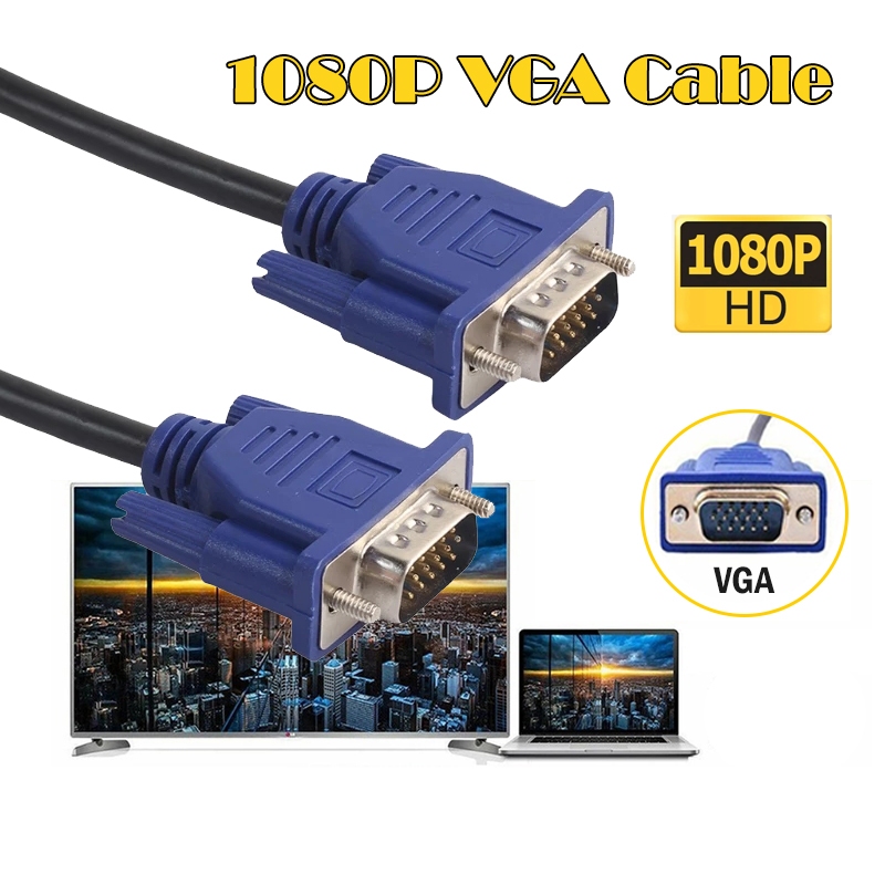 1080P สายต่อจอคอมพิวเตอร์ VGA MaleTo Male 15pin1.5M /3M/5Mสายเส้นใหญ่ สายหนา งานดี 3+5