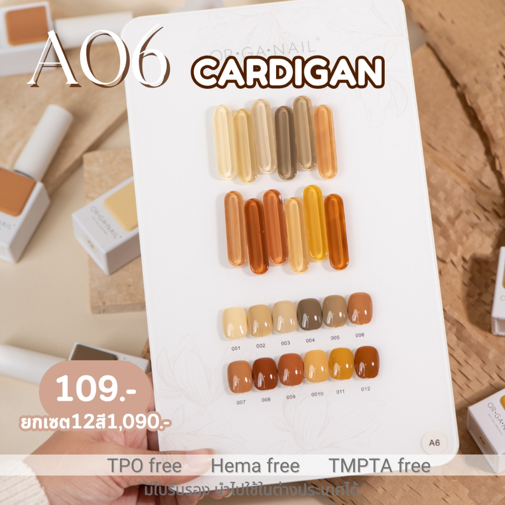 สีเจลโทนสีน้ำตาล Organail Triangle *A06* Cardigan 15 ML [TPO free , Hema free,TMPTA free]