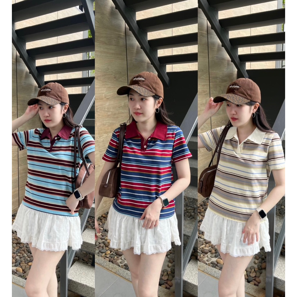 ✿MAI AREA✿ ​118 เสื้อกระดุมคู่คอปกโปโลคอตตอน