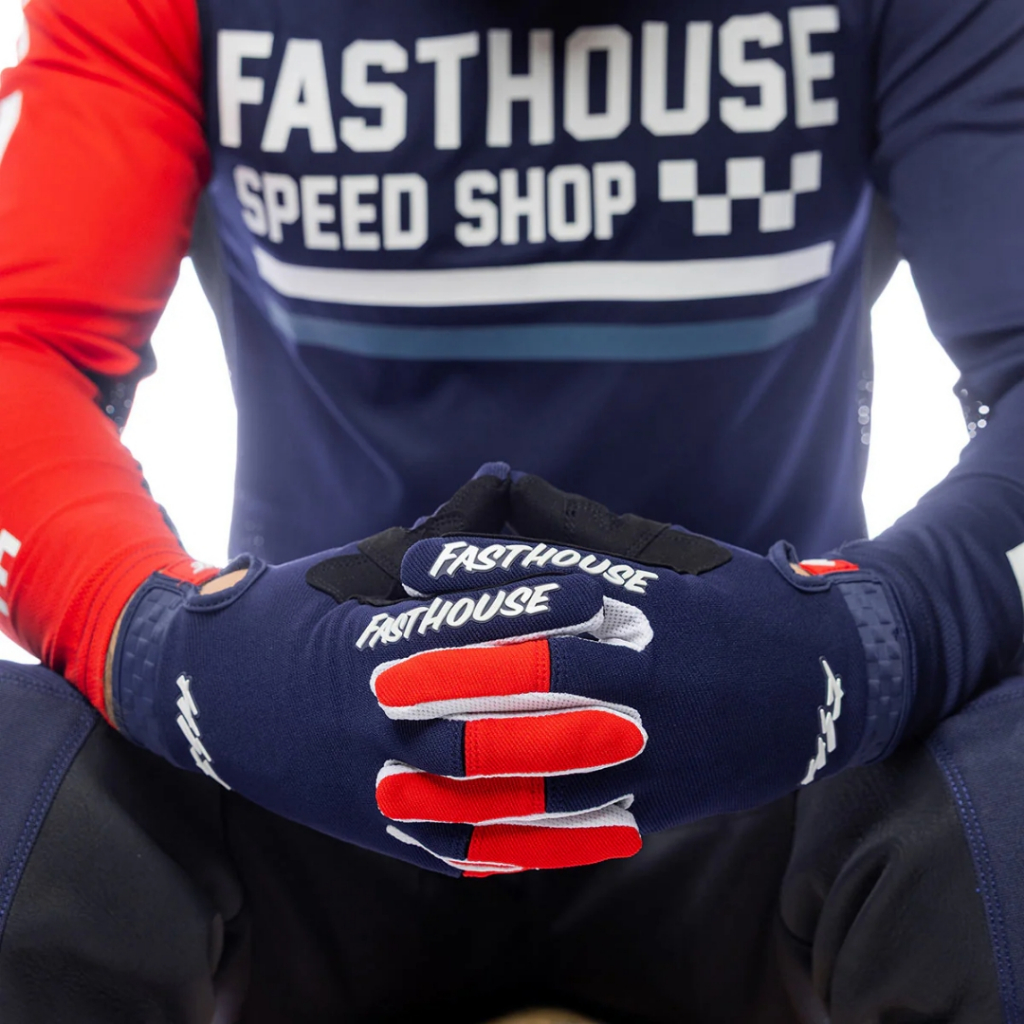 ถุงมือไบท์เกอร์ FASTHOUSE SPEED STYLE HUDSON GLOVE BLUE RED