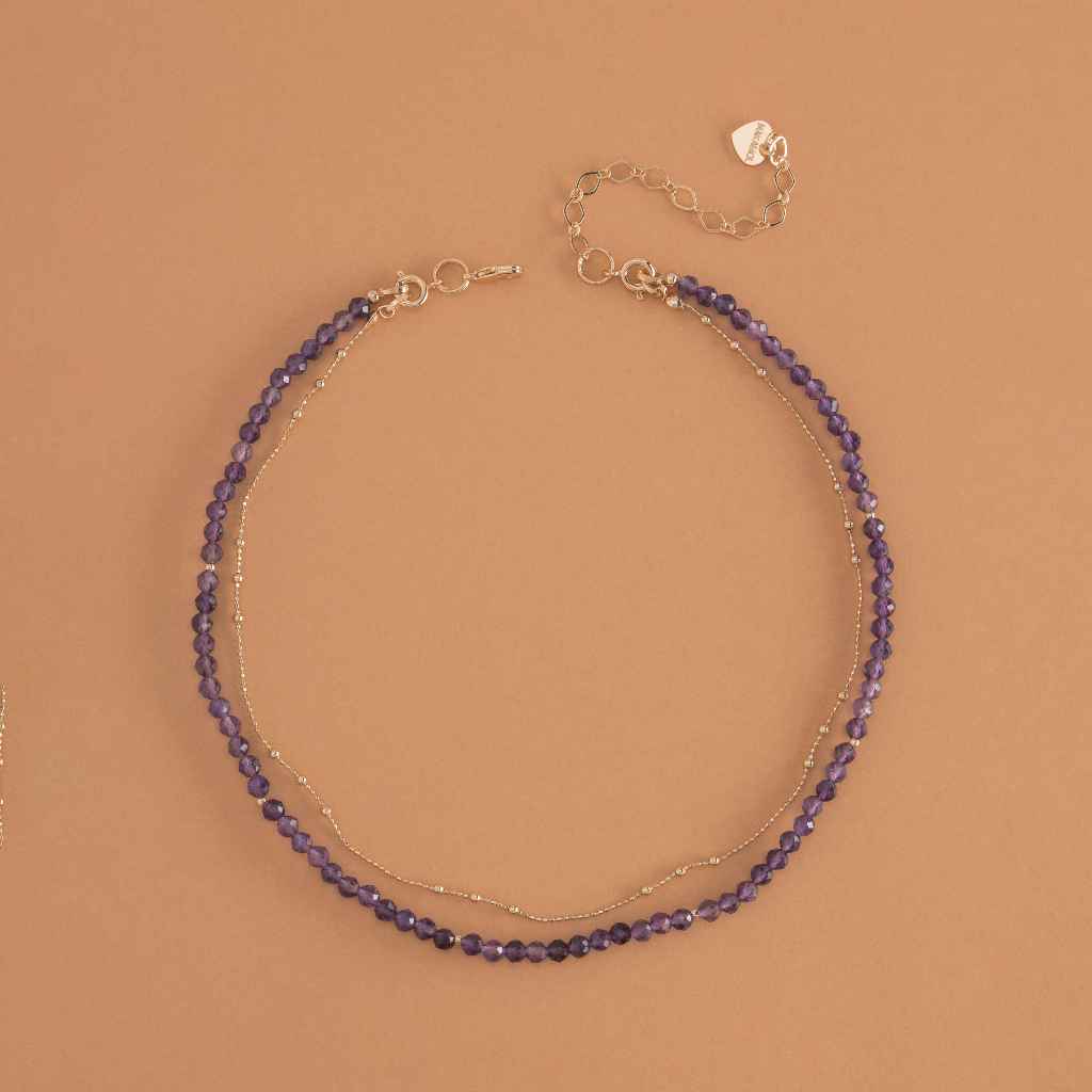 AMETHYST- LUCKY CHARM NECKLACE สร้อยคอหินมงคลอเมทิสต์