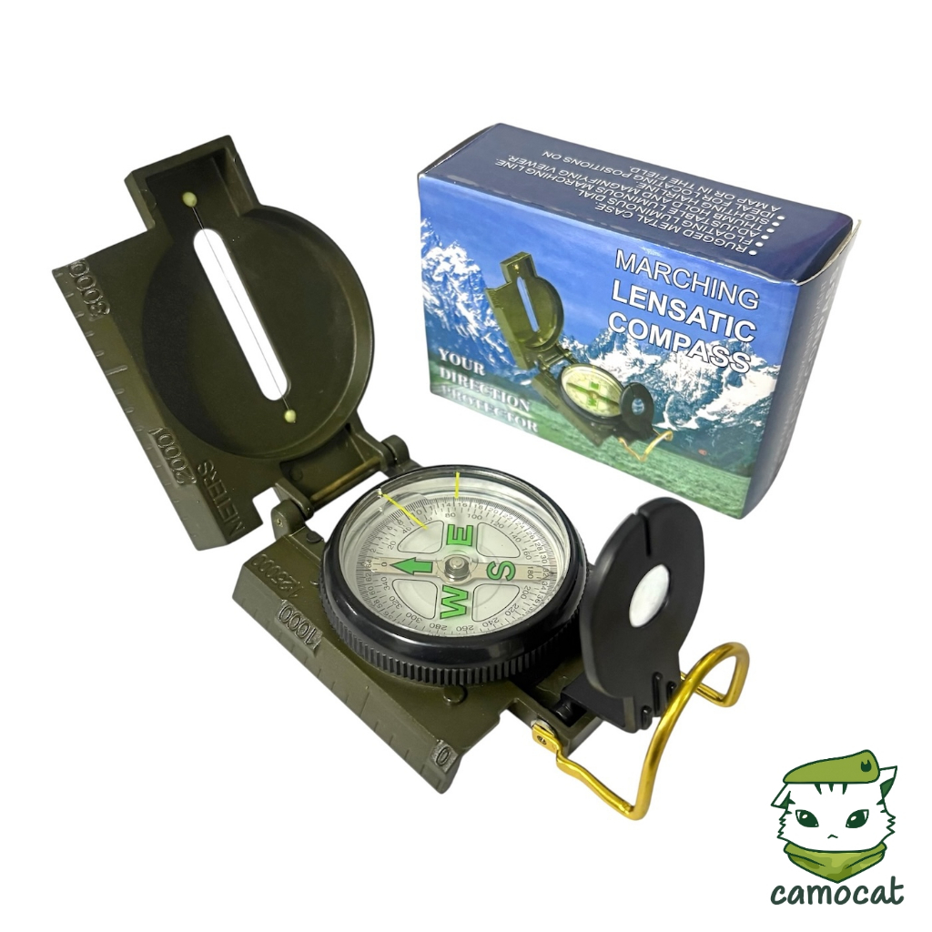 เข็มทิศทหาร Lensatic Compass เข็มทิศเดินป่า ตลับพลาสติก