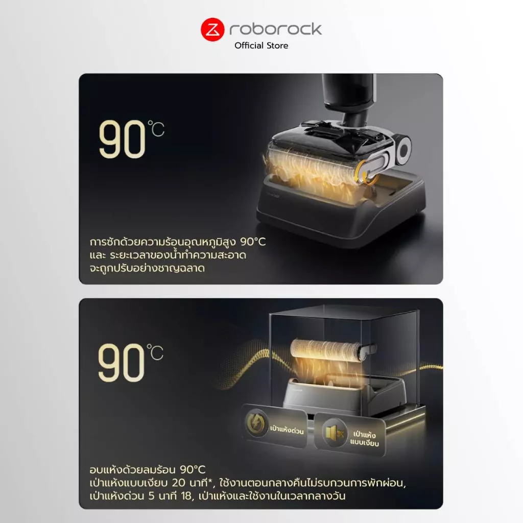 [New] Roborock  F25 Ultra Series เครื่องดูดฝุ่นถูพื้นด้วยความร้อน ไร้สาย พลังดูดสูงสุด 22,000 Pa รับประกันสินค้า 2 ปี thumbnail 9