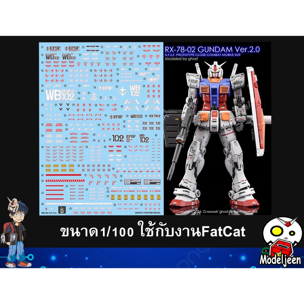 Water Decal 241 FatCat1/100 Gundam RX-78 ยี่ห้อ Ghost Decal