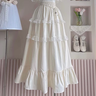 📷❤️ กระโปรงยาว แต่งระบาย ทรงสวยมาก (ย200) ฟรีไซต์ S M L XL ใส่ได้