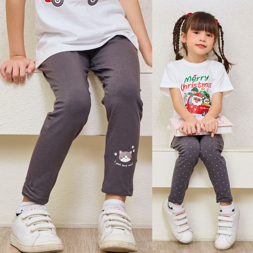 e'clat เลกกิ้งเด็ก กางเกงขายาวเด็ก เอวยางยืด สีพื้น พิมพ์ลาย เสื้อผ้าเด็ก 1-8ปี ผ้ายืด เนื้อนิ่ม ใส่ได้ทุกโอกาส 8138-39