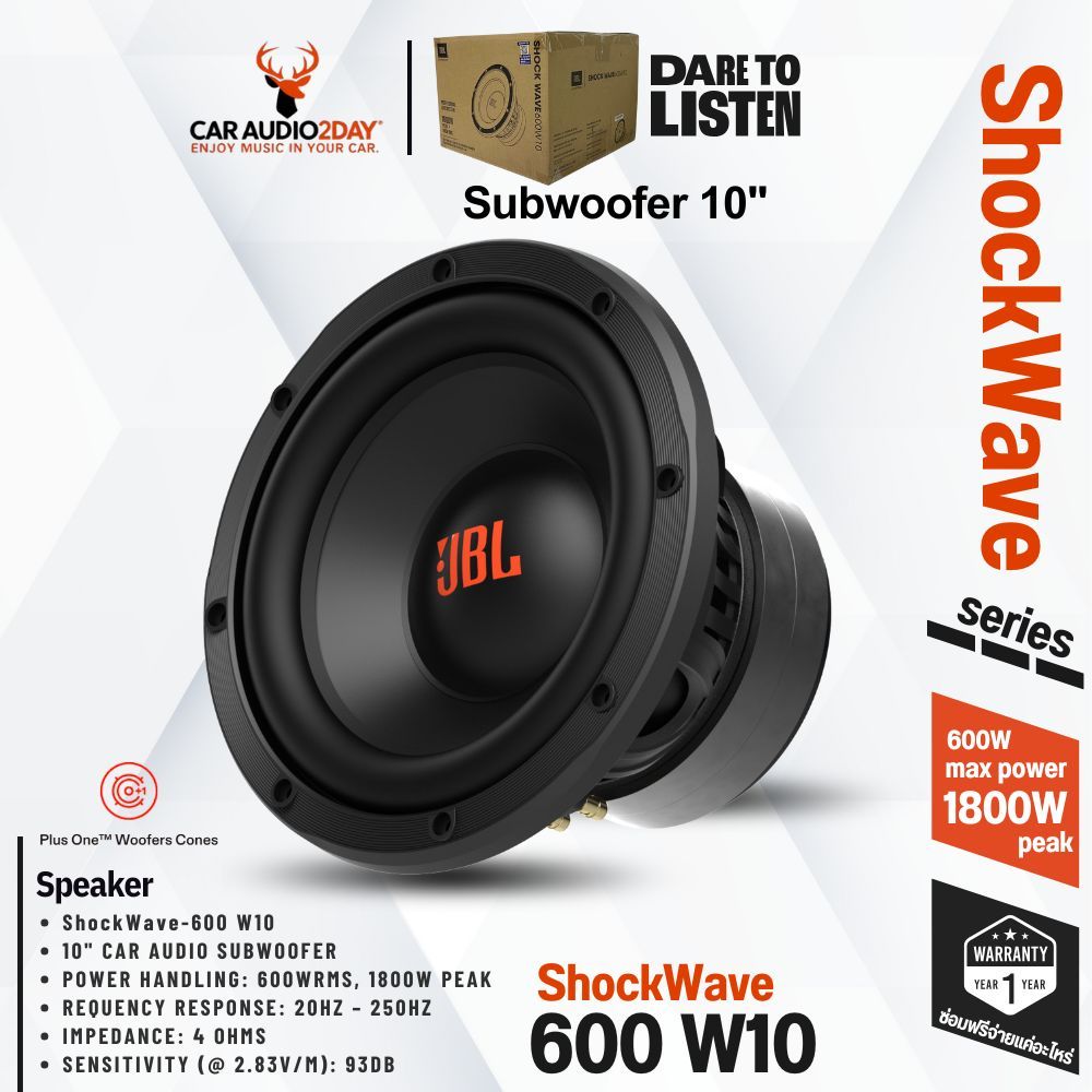 SUBWOOFER 10" JBL SHOCK WAVE 600W10 MAXPOWER 1800W จำหน่ายราคาต่อ1ข้าง สินค้าใหม่ ของเเท้100%