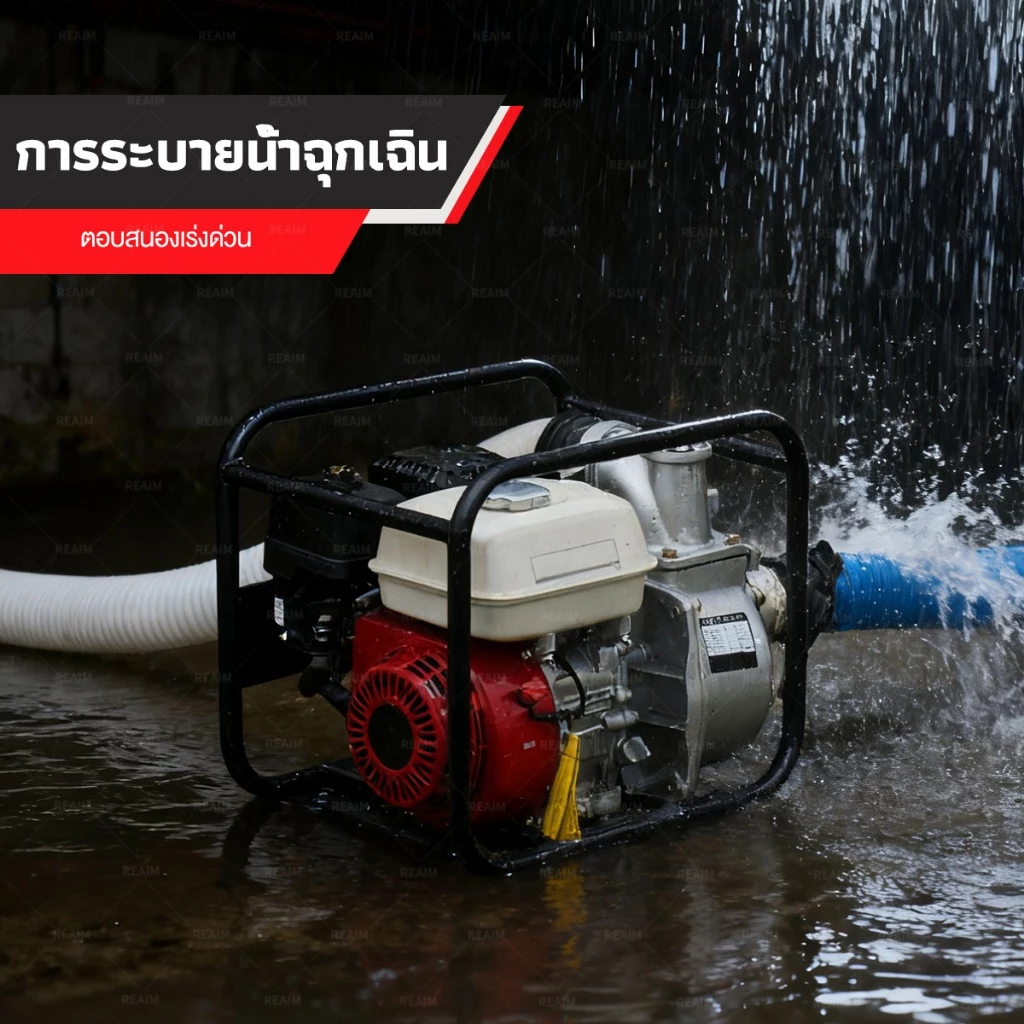 REAIM เครื่องสูบน้ำเบนซิน 2 /3 นิ้ว 6.5/8.5แรงม้า  4 จังหวะ ปั๊มน้ำแรงม้าสูง การสูบน้ำ ท่อระบายน้ำ thumbnail 4