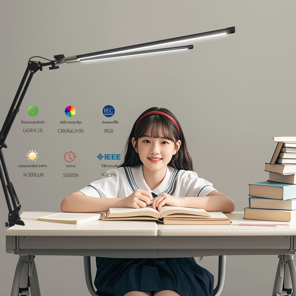 💡Lide Lantern💡 โคมไฟตั้งโต๊ะ ป้องกันดวงตา LED โคมไฟอ่านหนังสือแบบหนีบอ่านหนังสือ ช่วงแสงขนาดใหญ่