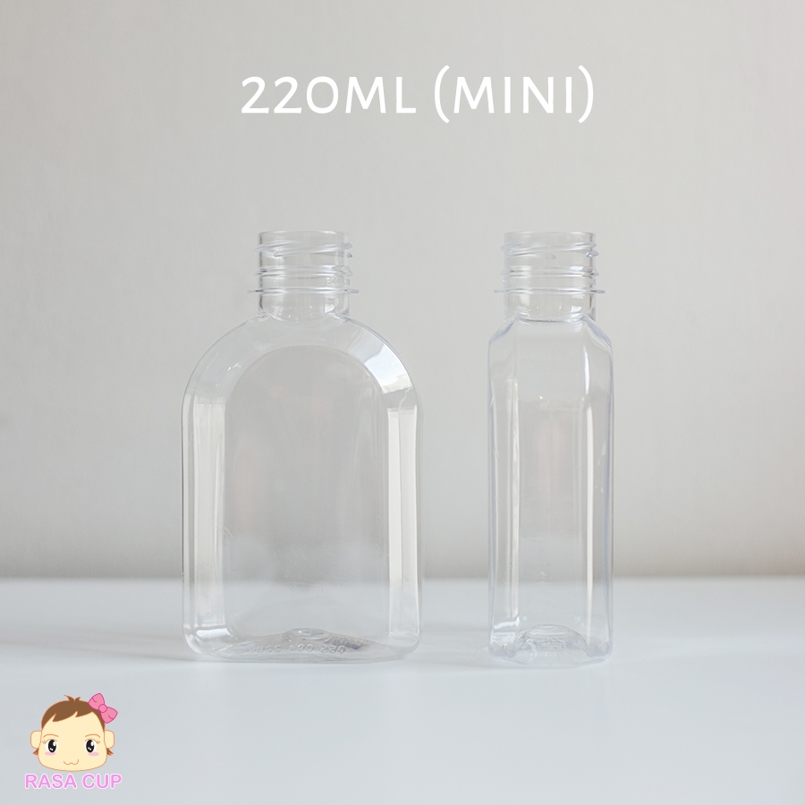 [220มินิ-050] ขวดพลาสติกใส PET รุ่นมินิ ขนาด 220 ml เนื้อ PET ปาก30 บรรจุกล่องละ 50 ขวด