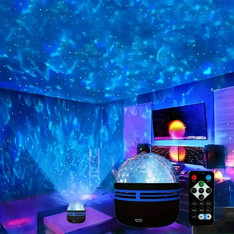 A-Dไฟกลางคืนวิเศษ แบบหมุนได้โรร่าดนตรีหมุนได้ LED RGB, โคมไฟฉายเจ็ดสี, ไฟกลางคืนบรรยากาศข้ ไฟกลางคืน 360° โคมไฟกาแล็กซี่ ราคา ถูกที่สุด ดีลบีเคเค แกลเลอรีภาพที่ 7