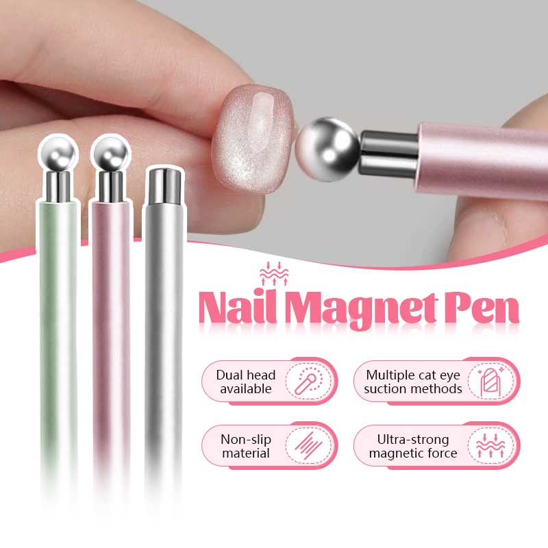 2หัว แม่เหล็กดึงสีลูกแก้ว แท่งแม่เหล็กดูดสีหัวกลม ดูตสีเล็บเจล แมวตาอุปกรณ์ทำเล็บ
