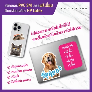 สติกเกอร์ไดคัทรูปสัตว์เลี้ยงของคุณ ระบุชื่อ,ข้อความได้ ติดได้ทุกที่ สีสวย กันน้ำ ซื้อ 3 ฟรี 1 แผ่น