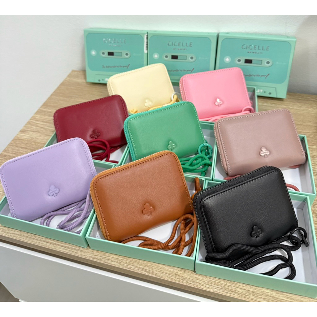 แท้ 💯 กระเป๋าสตางค์ใบสั้น แบรนด์ CICELLE (ซี-เซล) 8021 มีสายคล้อง พร้อมกล่อง น่า