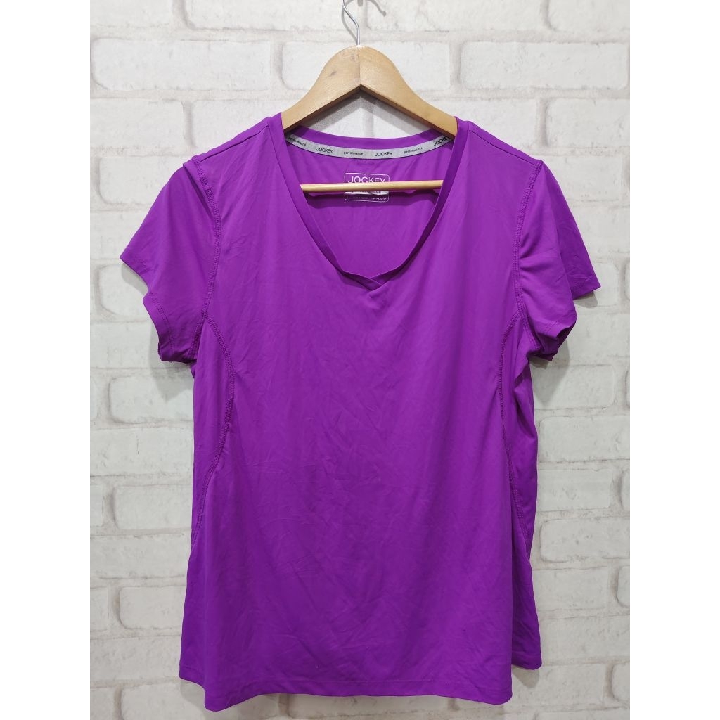 เสื้อยืดผู้หญิง Jockey Performance คอกว้าง สีม่วง XLอก 42" ยาว 25.5"
