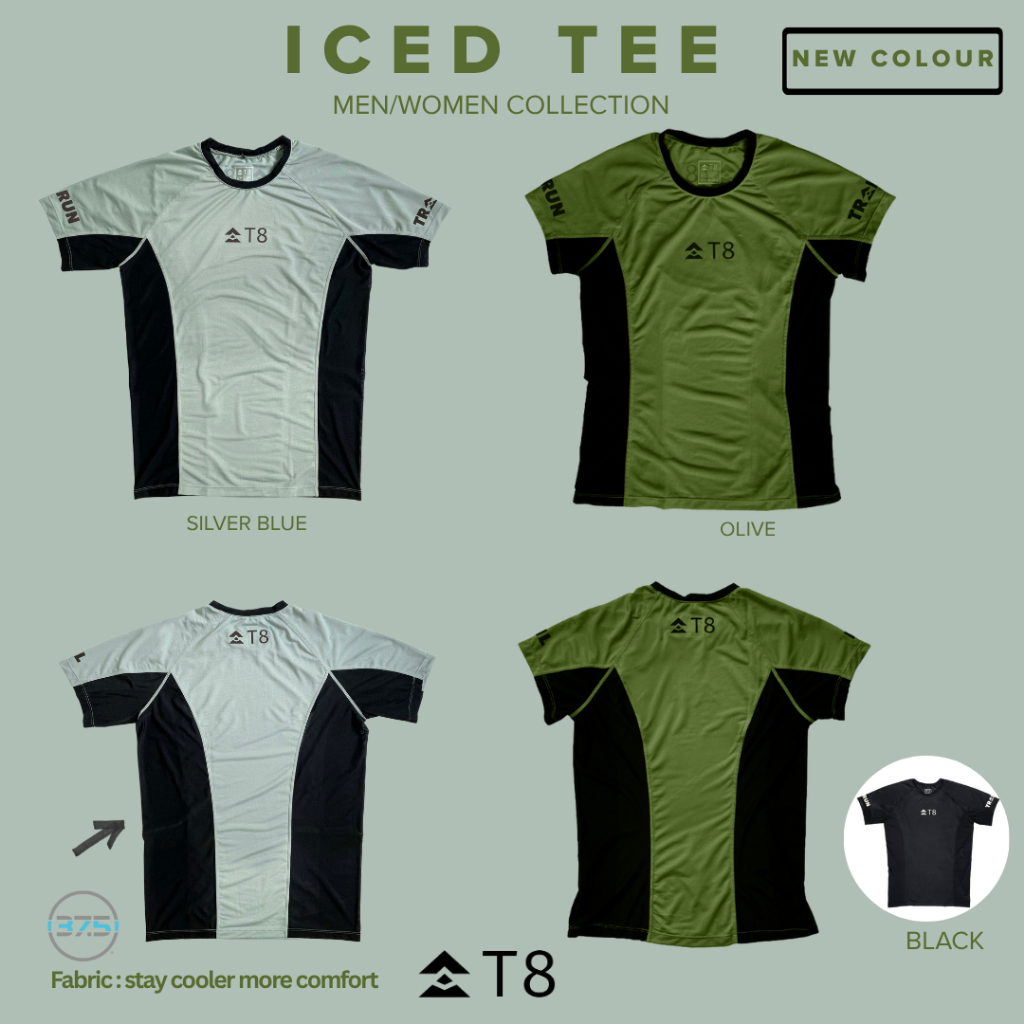 T8 Run เสื้อวิ่ง แขนสั้น ผู้ชาย ใส่วิ่ง กีฬากลางแจ้ง ICED TEE Men ผ้าแห้งไว สีใหม่ เบา 90g