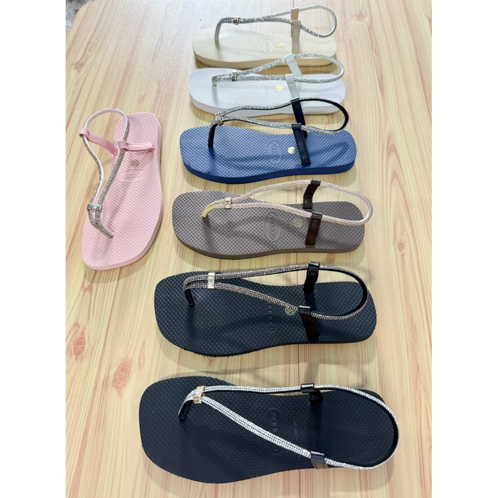 Bwr 1001 รองเท้าแตะฟองน้ำแฟชั่น รุ่น หูหนีบรัดส้นเส้นเพชร 💥พร้อมส่ง💥