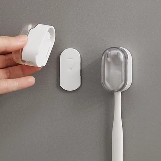 Goody Home ที่เก็บแปรงสีฟันติดผนัง พร้อมฝาครอบเปิด-ปิดได้ มีสติ๊กเกอร์กาวให้สำหรับติดผนัง