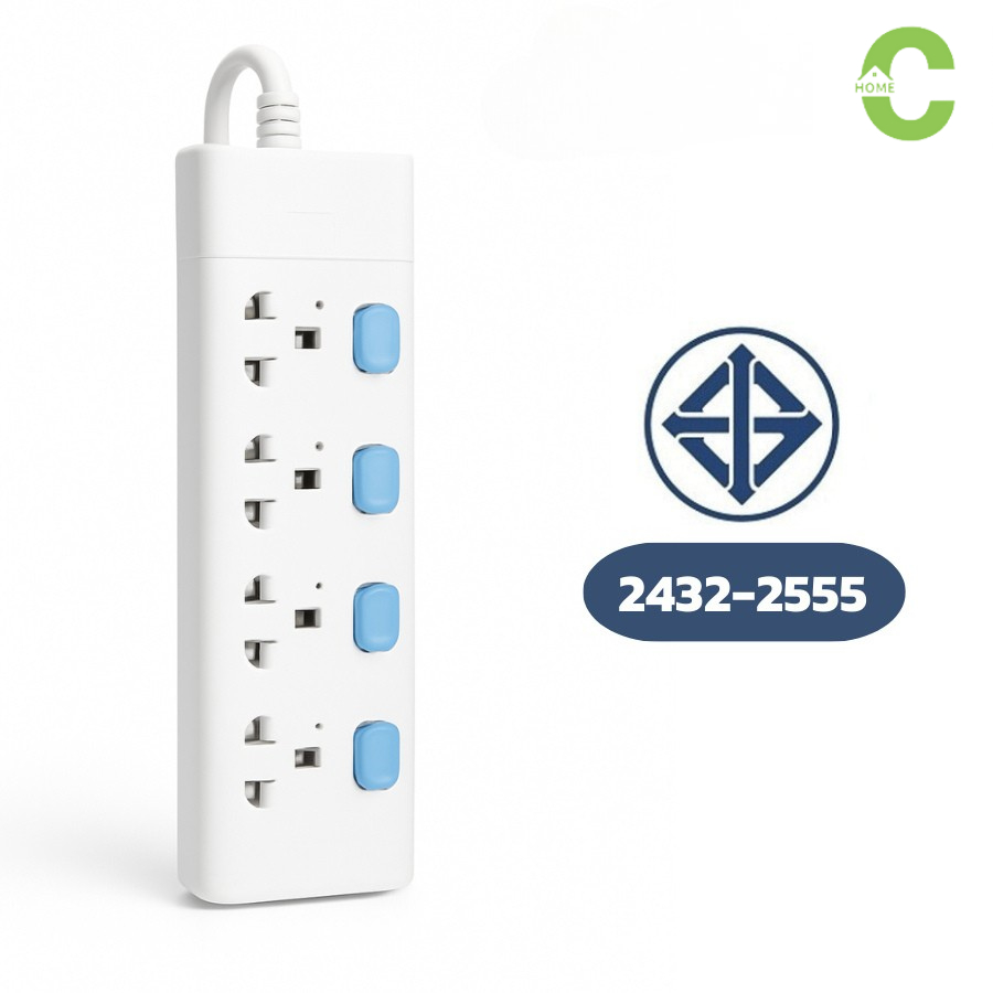 HOMEC ปลั๊กไฟ ปลั๊กสามตา USB Extension plug ยาว 3เมตร 5เมตร ได้มาตรฐาน มอก. พร้อมสวิตช์เปิด-ปิด