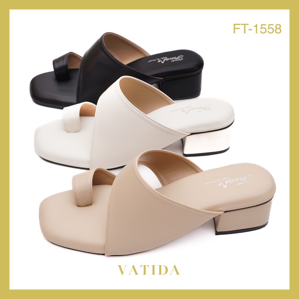 (พร้อมส่งจากไทย!) VATIDA FT-1558 รองเท้าส้นสูง 1.5 นิ้ว (ส้นก้อน)  หัวตัด สไตล์มินิมอลเกาหลี