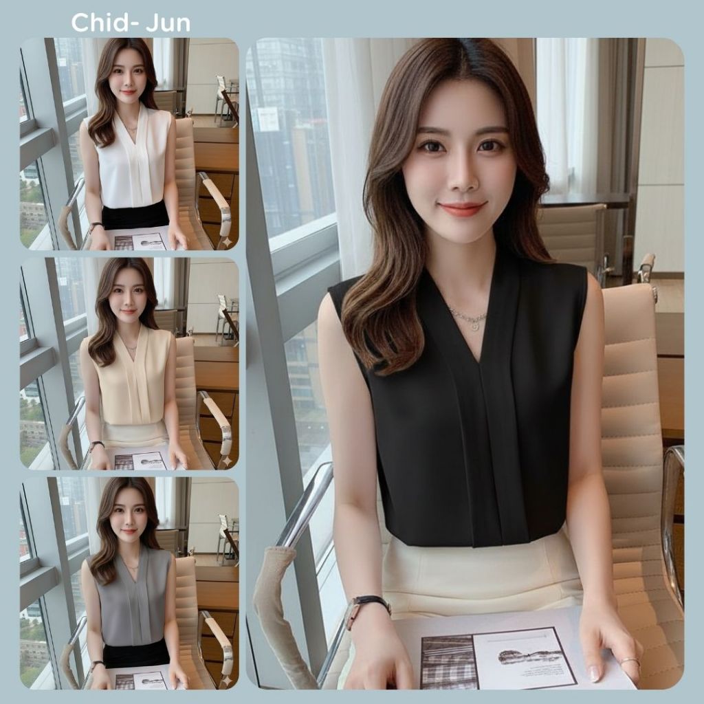 เสื้อแขนกุดขอบคู่คอวี อก32-40"