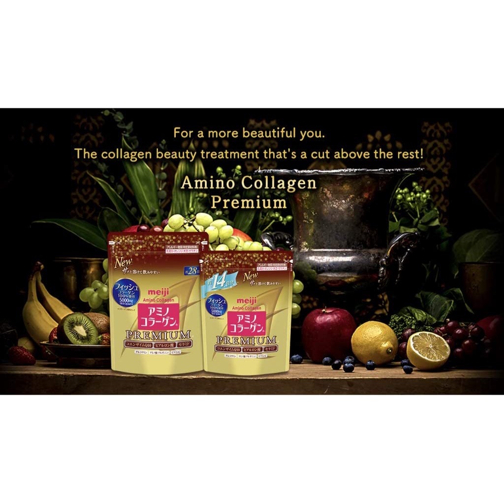 ⚡EXP:09/2027⚡2 ถุง Meiji Amino Collagen Premium 196g/28day(เมจิ อะมิโน คอลลาเจน)Collagen+CoQ10 - รูปที่ 3