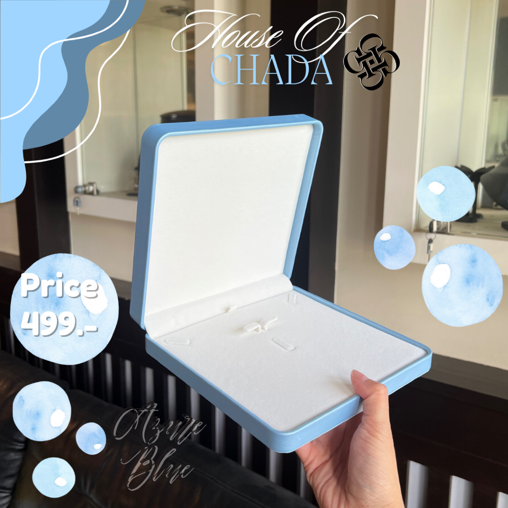 HOC กล่องสร้อยคอใหญ่ รุ่น Azure Blue สีฟ้าพาสเทล สร้อยคอ แหวน ต่างหู