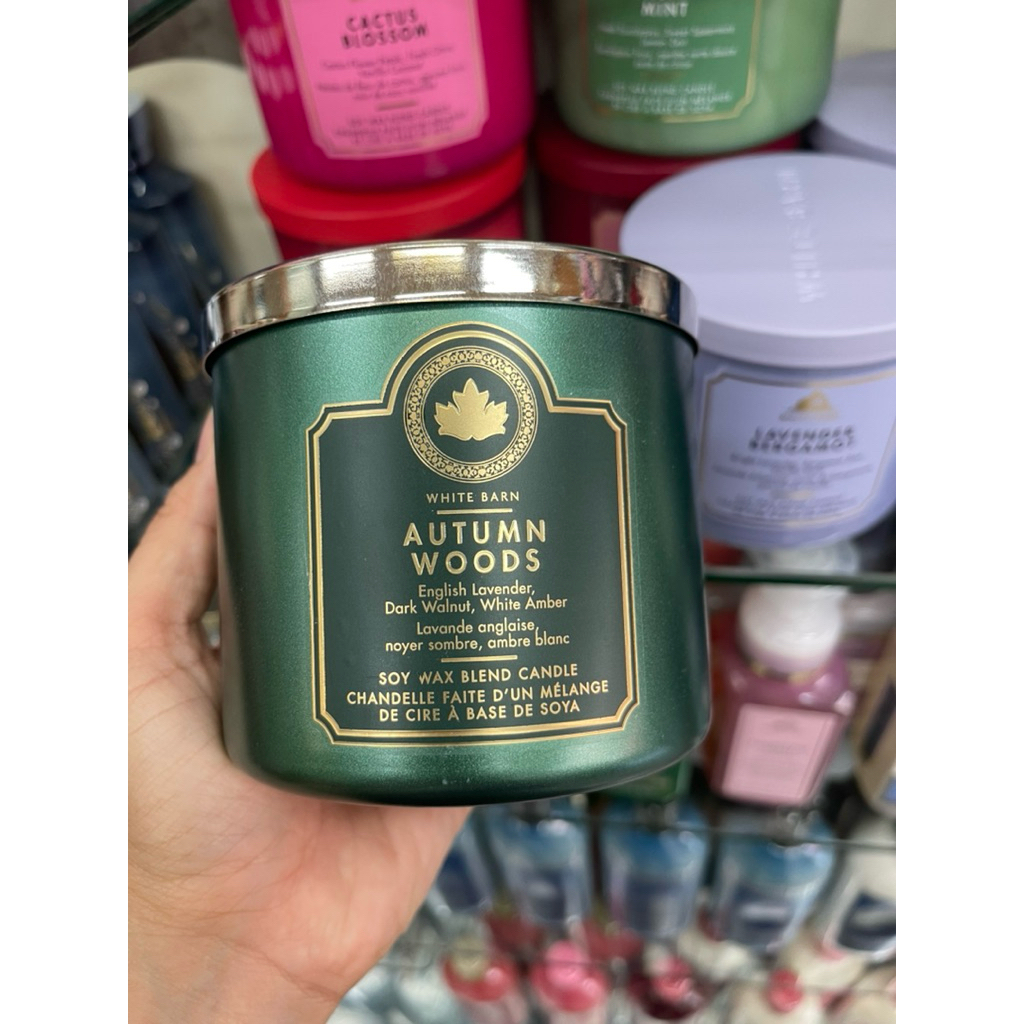 Bath & Body Works Autumn Woods 3-Wick Candle 411g. ของแท้