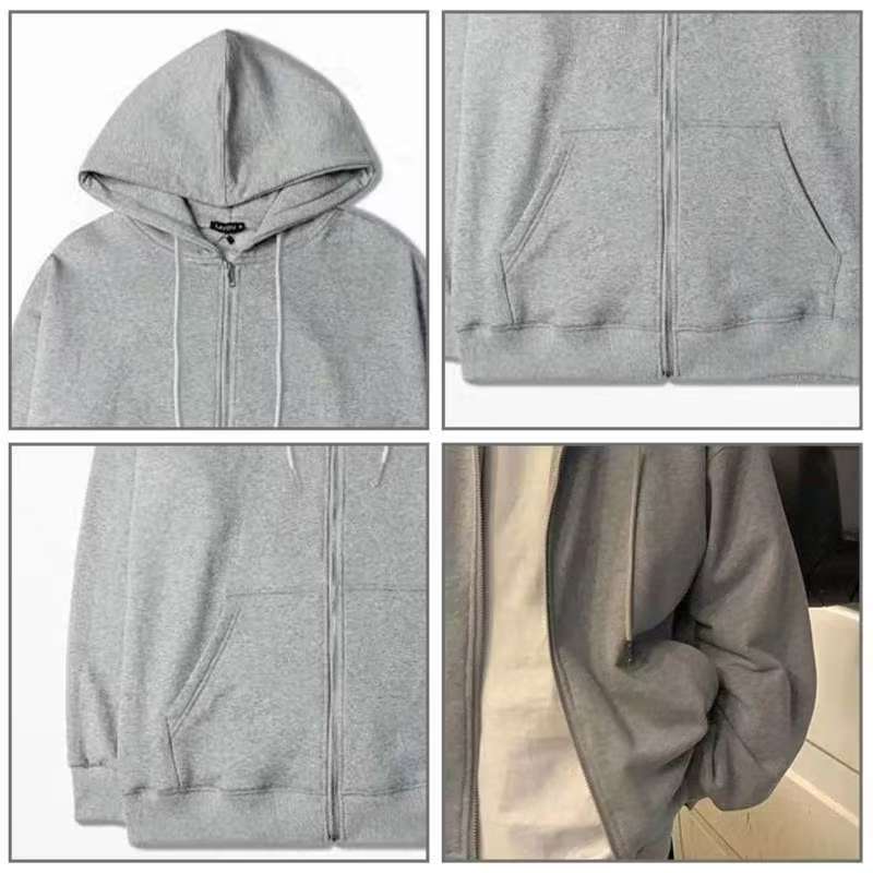 CC-34403 ⚡️ พร้อมส่ง⚡️เสื้อกันหนาวผ้าบาง  แขนยาว มีฮู้ด ทรงหลวม ใส่สบาย สุดเท่ รูปที่ 6
