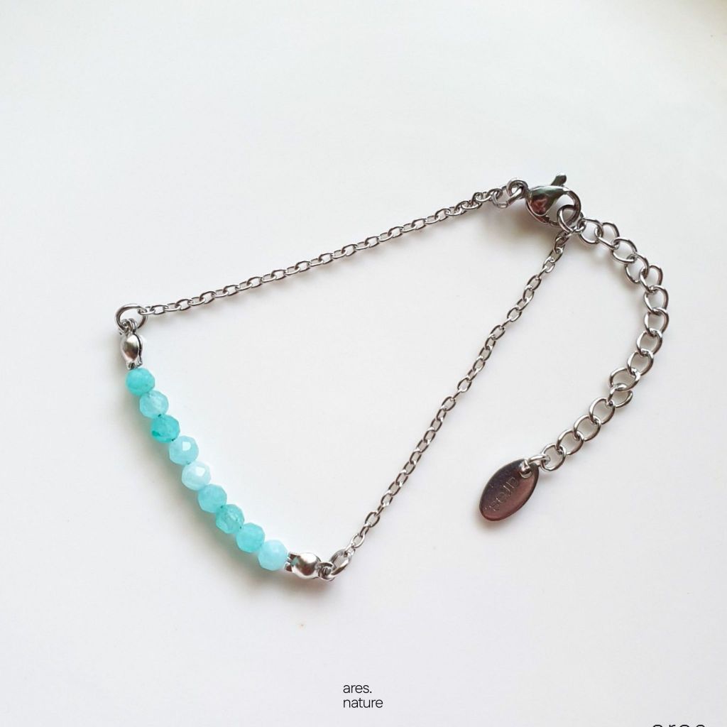 ares.nature - (หินเจียเหลี่ยม) กำไลหินโซ่สแตนเลส stainless กำไลหิน