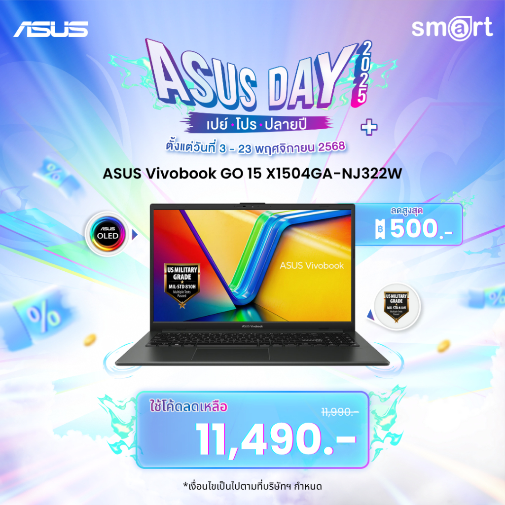 Asus Vivobook GO 15 X1504GA-NJ322W i3-N305/8GB/512GB/15.6"/Win11 (Mixed Black)