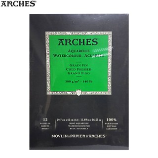 Arches(อาร์เช่)  สมุดสีน้ำ หนา 300 gsm. ขนาด A4บรรจุ 12 แผ่น…