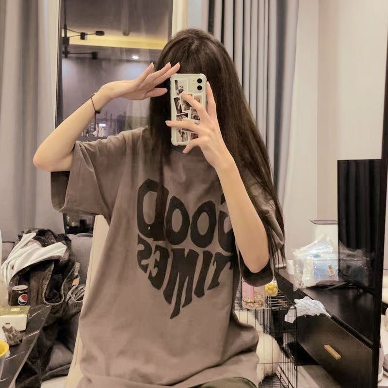 เสื้อแฟชั่นผู้หญิงน่ารัก oversize เสื้อผ้าวินเทจวัยรุ่น สกรีนลายหัวใจ เสื้อโอเวอร์ไซส์เกาหลี เสื้อยืดไม่ต้องรีด ไซส์ใหญ่ - รูปที่ 4