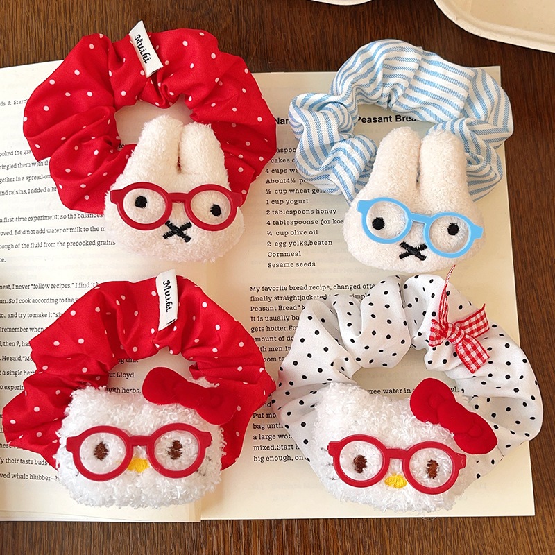 พร้อมส่งจากไทย🇹🇭 ยางรัดผมลายจุดขาวดำ ยางมัดผมหัวตุ๊กตา ยางมัดผมลายโพกาดอท แฟชั่นลายจุด  สไตล์เกาหลี