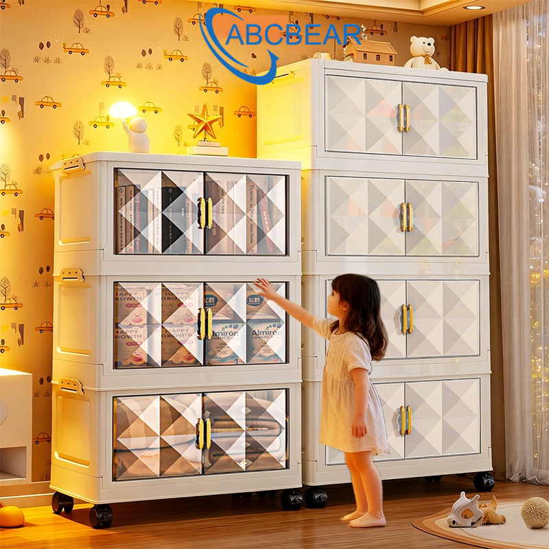 [COD🚚]]storage cabinet ตู้เก็บของ พับเก็บได้ มีล้อ 5 ชั้น อเนกประสงค์ สำหรับคอนโดพื้นที่เล็ก ความชื้นและกันน้ำ 500L