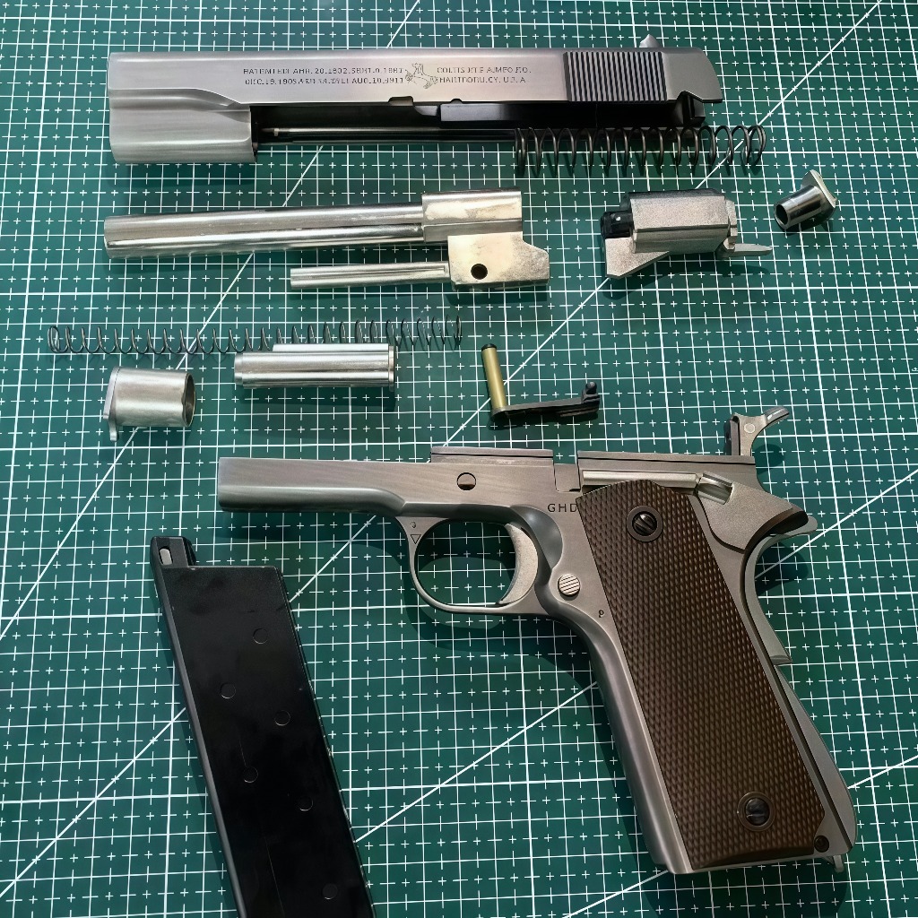 ชิ้นส่วน 1911 ที่มีความแม่นยำสูง การผลิตซ้ำที่แม่นยำ 98% ชั้นวางเก็บโมเดล 1911 แบบโลหะ รุ่นอัพเกรด พ