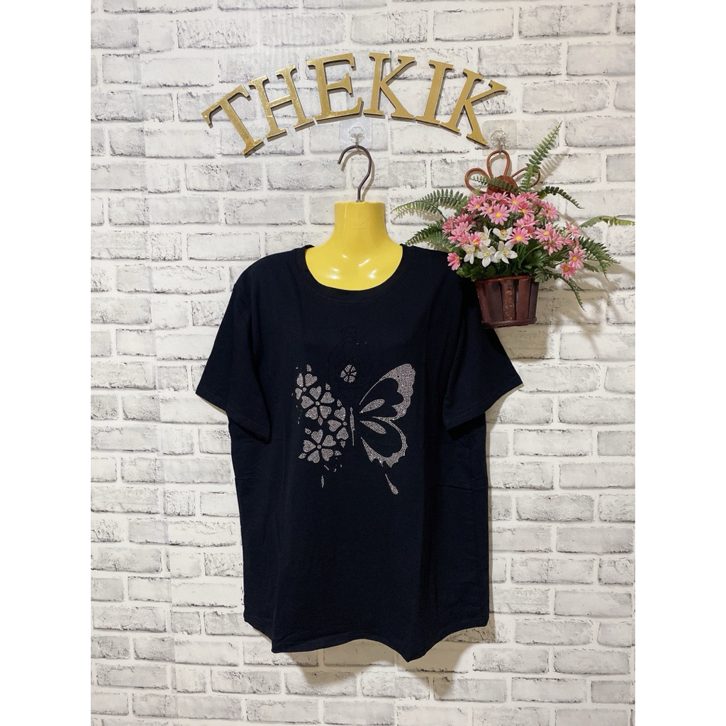 พร้อมส่ง เสื้อยืดป้าย kaekai เสื้อยืดผู้หญิง อกหน้าผ้า46 ยาว28 ผ้ายืด ผ้าเด้ง คอกลม แขนสั้น แต่งลายเสื้อด้วยงานรีดเพ