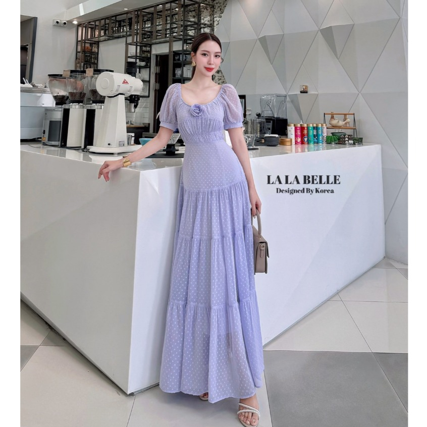 LA LA BELLE แม็กซี่เดรสสีม่วงง