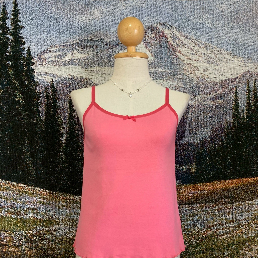 เสื้อสายเดี่ยว Hang ten สีชมพู อก32-34 มือสอง