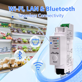 Shelly Pro EM 50A Wifi ติดตั้งบนราง DIN มิเตอร์วัดพลังงานเฟสเดียว 2 ช่องพร้อมสวิตช์รวมพร้อมคอนแทคเตอร์ควบคุม