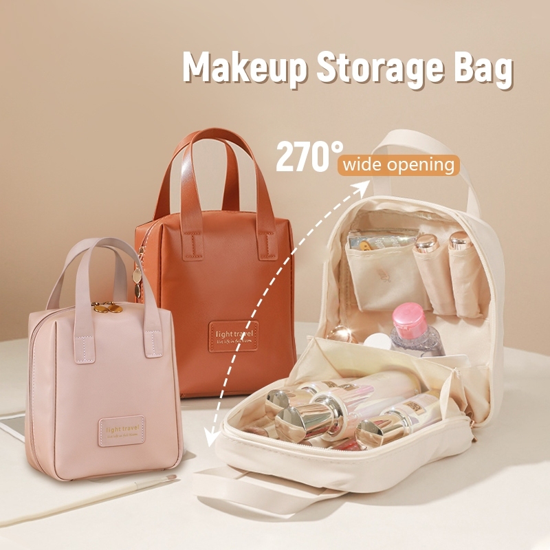 4สี กระเป๋าเครื่องสำอาง หนัง PU กันน้ำ จุของได้เยอะ