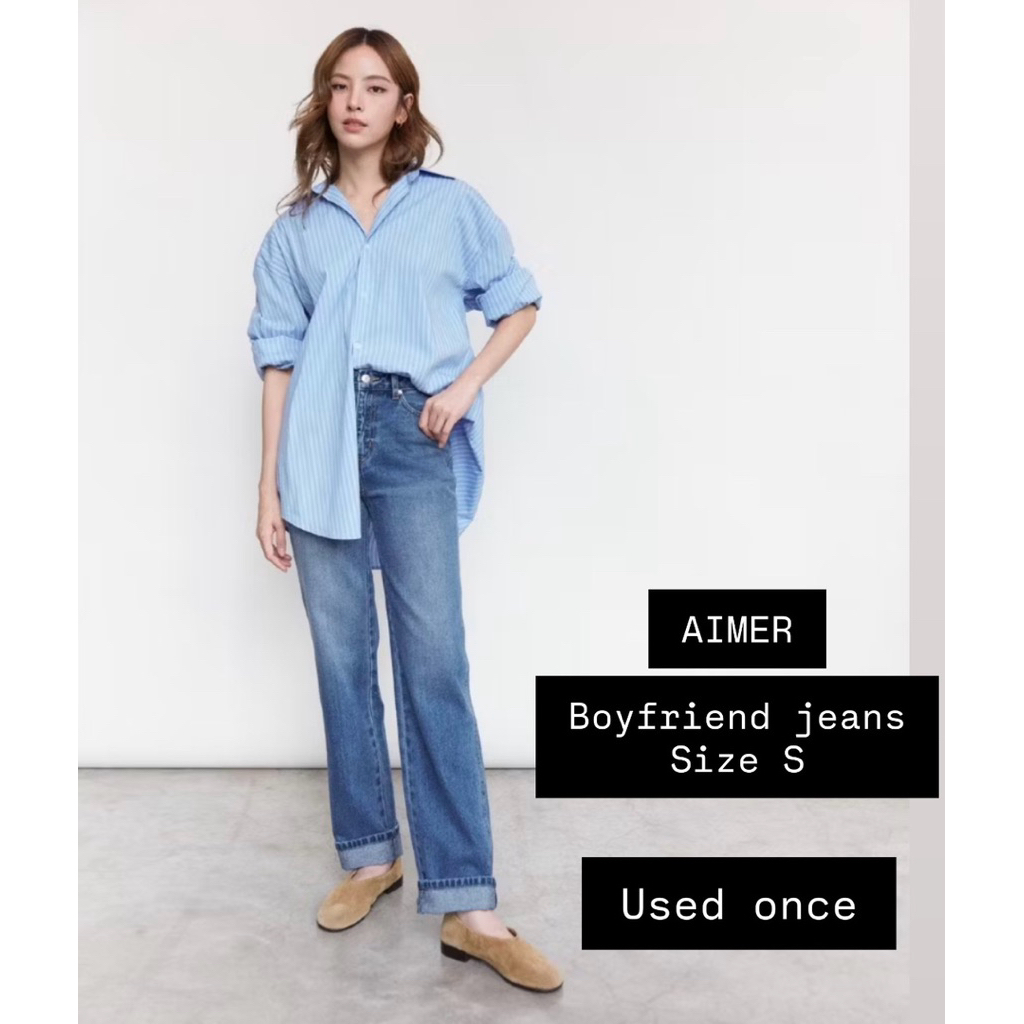 ส่งต่อ กางเกงยีนส์ Boyfriend jeans สี blue wash จาก AIMER 👖