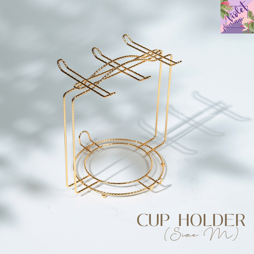 Violet Flamingo ที่แขวนแก้ว ที่แขวนแก้วกาแฟ Cup Holder วัสดุสแตนเลสสีทองอย่างดี ไม่ลอกไม่ดำ