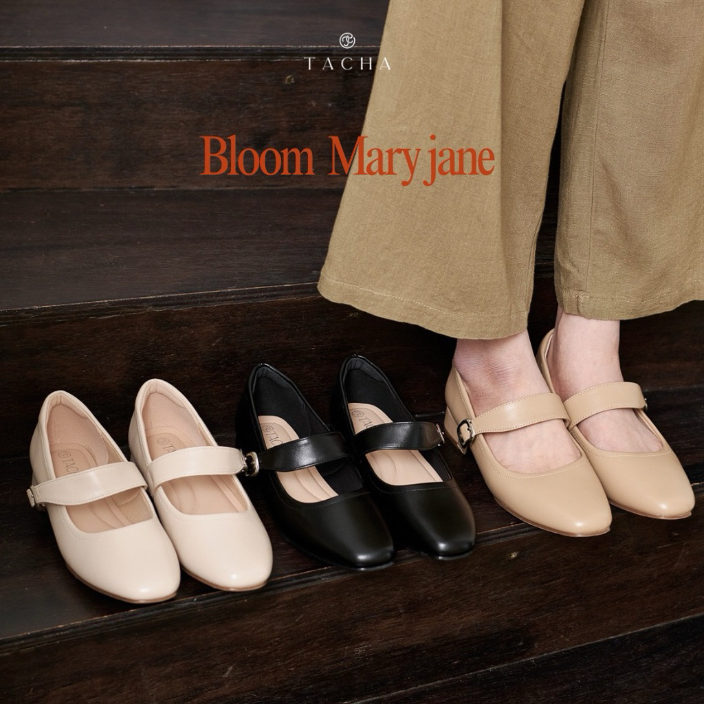 TACHA Bloom Mary jane รองเท้าแมรี่เจน ส้น 1 นิ้ว *หน้าเท้าเรียวใส่ตรงไซส์ แต่ถ้าหน้าเท้ากว้างบวกเพิ่