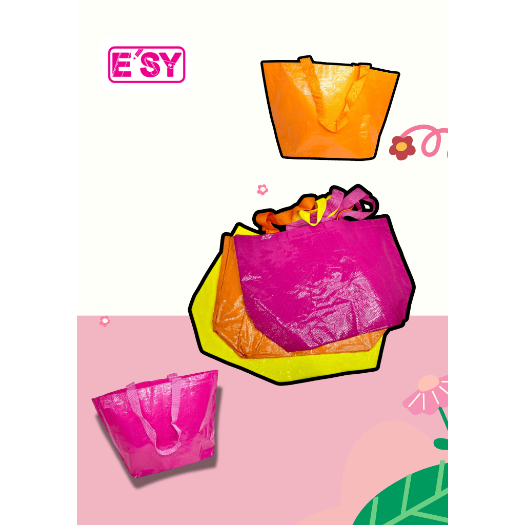 shopping bag ถุงกระสอบ กระเป๋าใส่ของสีสันสดใส พับเก็ได้ แบบหนาอย่างดี พร้อมส่ง